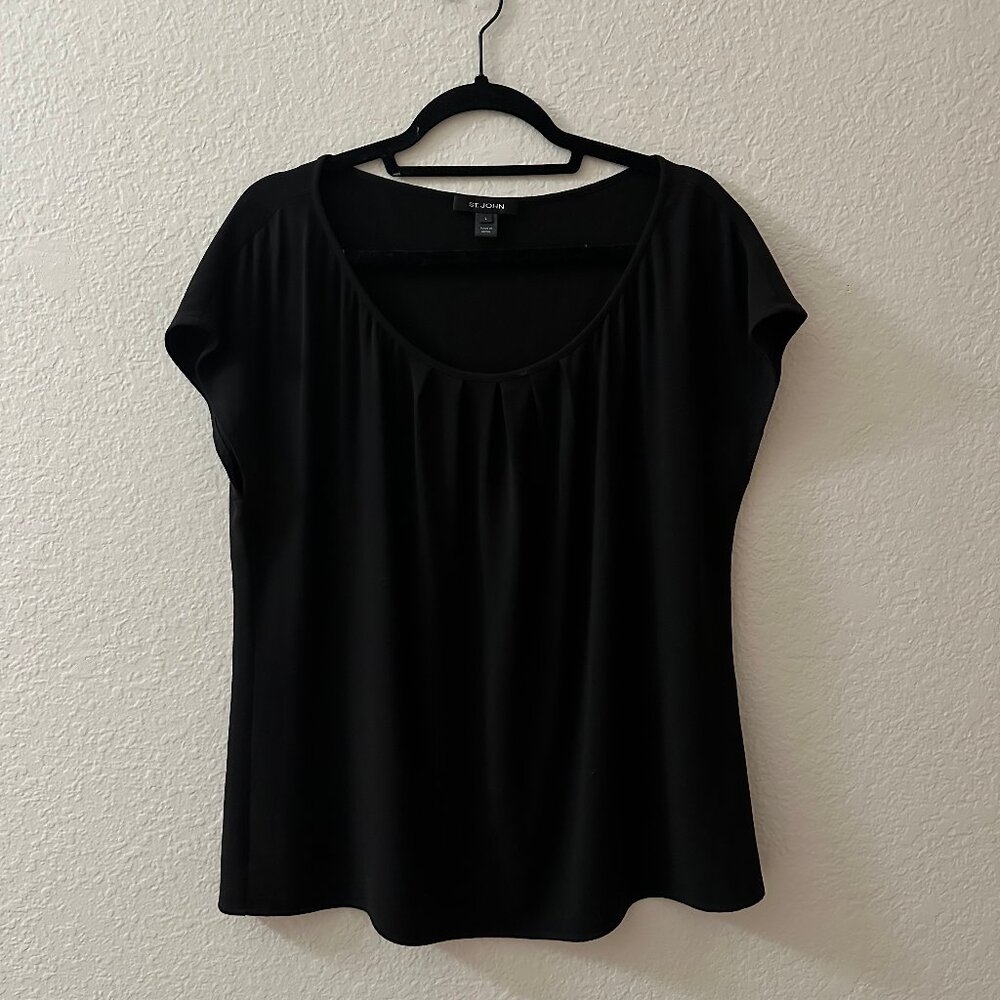 St John Round Neck Pleat Front Blouse